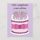 Spaans Happy Birthday Niece Cartoon Cake Briefkaart (Voorkant)