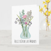 Spaans Happy Moederdag Roze Bouquet Kaart (Gele Bloem)