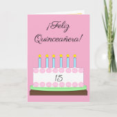 Spaans Happy Quinceañera: Roze Kaart (Voorkant)