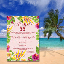 Spaans Hawaiaans Roze Aloha Kleurrijk 55ste Verjaa