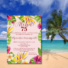 Spaans Hawaiiaans Roze Aloha Elegant 75ste Verjaar Kaart