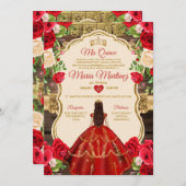 Spaans helder rood bloemig rustiek hout quiñceaner kaart (Voorkant / Achterkant)