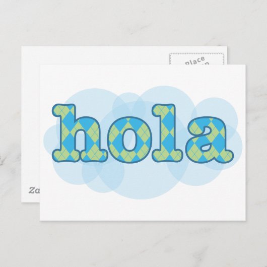 Spaans - Hola met argyle-patroon Briefkaart (Voorkant / Achterkant)