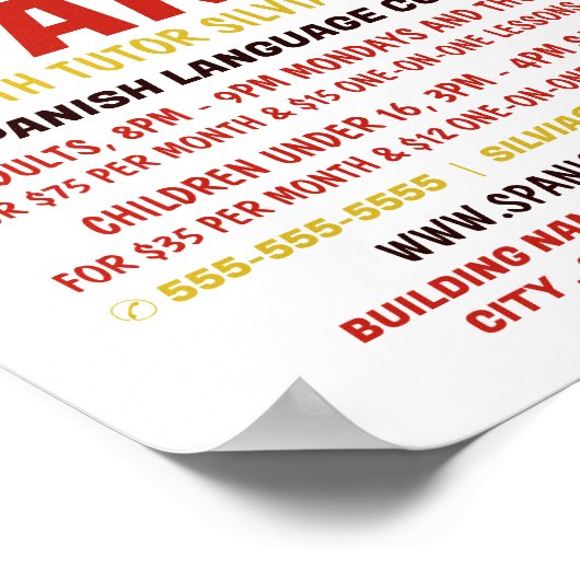 Spaans Hola, Spaans taalonderwijs Poster (Hoek)