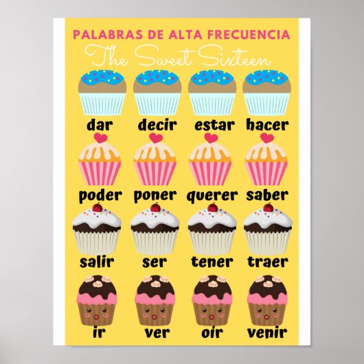 Spaans hoogfrequent woord Sweet 16 Poster (Voorkant)