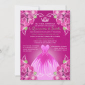 SPAANS HOT PINK ROZEN QUINCEAÑERA | KAART (Voorkant)