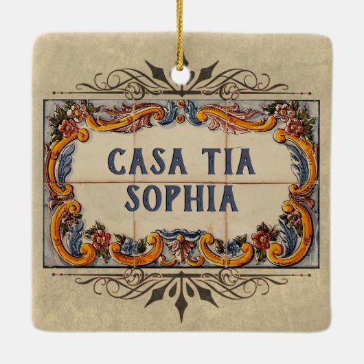 Spaans Huis Sign Ceramic Ornament (Achterkant)