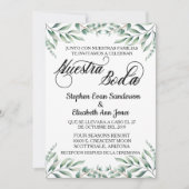 Spaans huwelijk Eucalyptus Leaves Nuestra Boda Kaart (Voorkant)