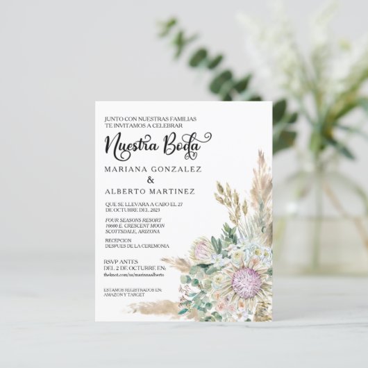 Spaans huwelijk Nuestra Boda RSVP Budget Boho (Staand voorkant)