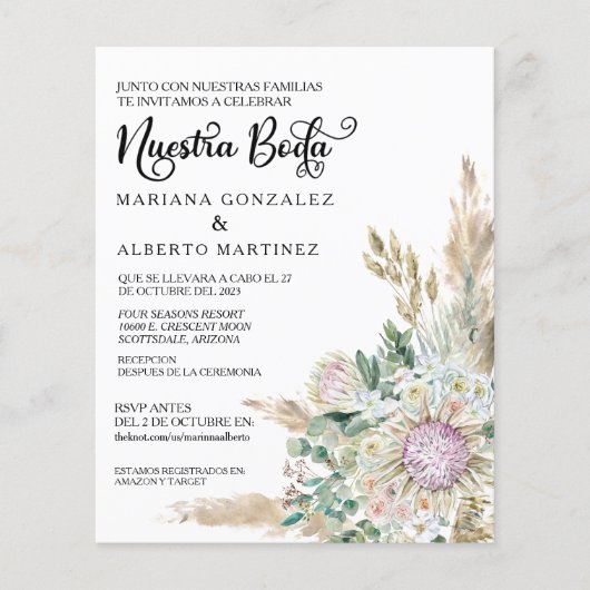 Spaans huwelijk Nuestra Boda RSVP Budget Boho (Voorkant)