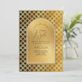 Spaans Huwelijksuitnodiging Elegante Zwarte Gouden Kaart (Staand voorkant)