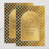 Spaans Huwelijksuitnodiging Elegante Zwarte Gouden Kaart (Voorkant / Achterkant)