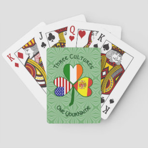 Spaans-Iers-Amerikaanse Vlag Klaverblad Personalis Pokerkaarten