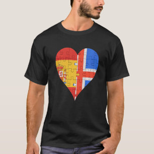 Spaans-IJslands vlaggenhart T-shirt