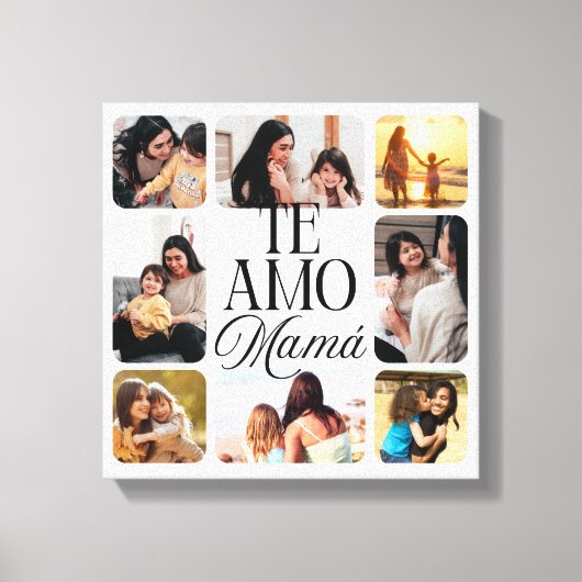 Spaans Ik hou van je Mama 8 Foto Moederdag Gift Canvas Afdruk (Voorkant)