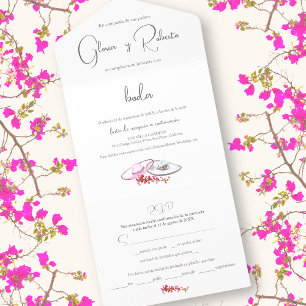 Spaans, Invitación a Boda Sombrero Charro Bruiloft All In One Uitnodiging