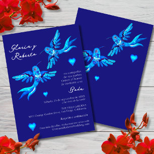 Spaans, Invitación Boda Mexicana Colibrí Azul Kaart