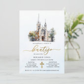 Spaans Invitacion de Bautizo Waterverf Kaart (Staand voorkant)
