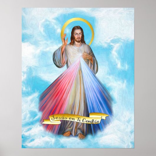 Spaans Jezus Divina Misericordia Cielo Azul Poster (Voorkant)