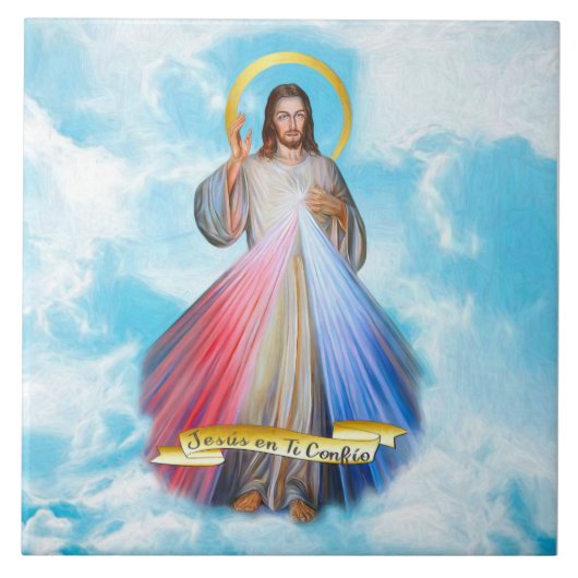Spaans Jezus Divina Misericordia Cielo Azul Tegeltje (Voorkant)