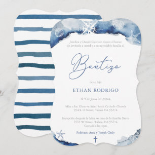Spaans jongetje Baptism Nautical Theme, Bautizo Ni Kaart