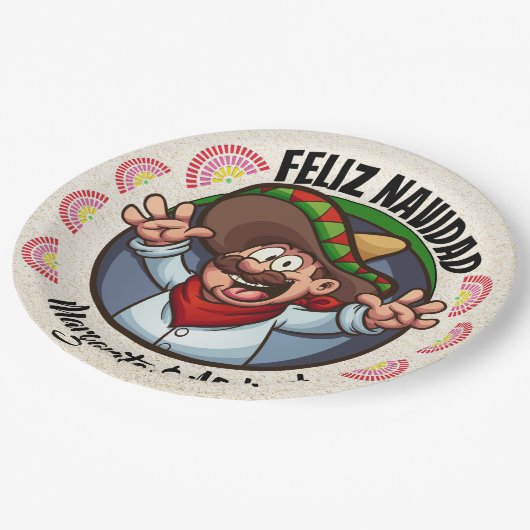 Spaans Karakter Prettig Kerstfeest Papieren Bordje (Gekanteld)