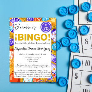 Spaans Kleurrijk Bingo & Spelletjes Leuke 70e Verj Kaart