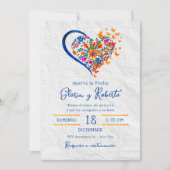 Spaans, Kleurrijke Floral Heart Mexicaanse bruilof Kaart (Voorkant)