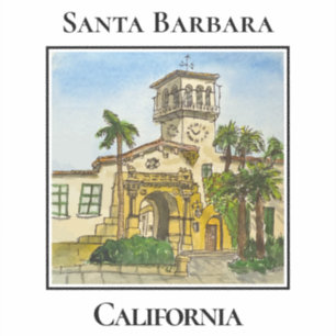 Spaans Koloniale Toren, Klokkentoren, Santa Barbar Sticker