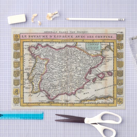  Spaans Koninkrijk Oude Wereldkaart Spanje Tissuepapier (Craft)