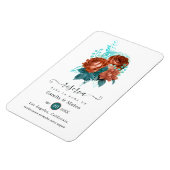 Spaans koraal en Turquoise Wedding Save the Date Magneet (Linkerzijde)