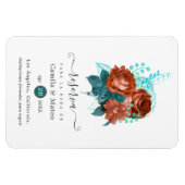 Spaans koraal en Turquoise Wedding Save the Date Magneet (Horizontaal)