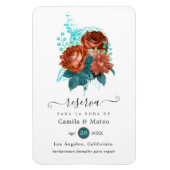 Spaans koraal en Turquoise Wedding Save the Date Magneet (Verticaal)