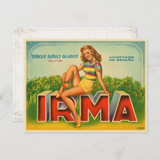 Spaans krateletiket met olijfdruk briefkaart (Voorkant / Achterkant)