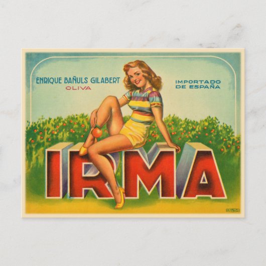 Spaans krateletiket met olijfdruk briefkaart (Voorkant)