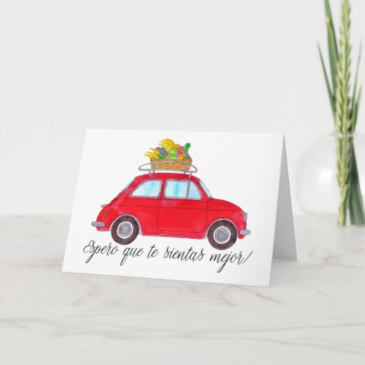 Spaans krijgen een goed Red Retro Fiat 500 Kaart (Voorkant)