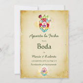 Spaans Landelijk Hart Mexicaanse Bruiloft Bewaar D Kaart (Voorkant)