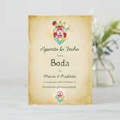 Spaans Landelijk Hart Mexicaanse Bruiloft Bewaar D Kaart (Staand voorkant)