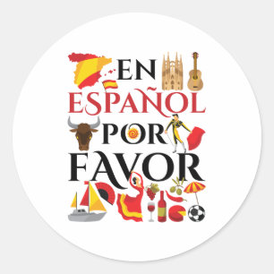 Spaans leraar en espanol voor ronde sticker