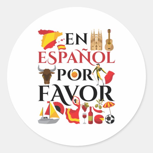 Spaans leraar en espanol voor ronde sticker (Voorkant)