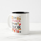 Spaans leraar en espanol voor tweekleurige koffiemok (Voorkant links)