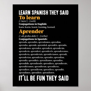 Spaans leren Het zal leuk zijn, zeiden ze grappig Poster