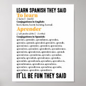 Spaans leren Het zal leuk zijn, zeiden ze grappig Poster (Voorkant)
