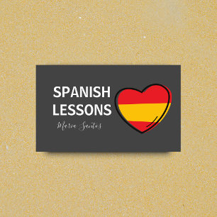 Spaans Lessons Flag Heart Cute Love Teacher Visitekaartje