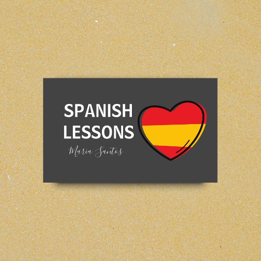 Spaans Lessons Flag Heart Cute Love Teacher Visitekaartje