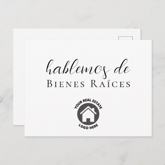 Spaans Logo Laten we het hebben over onroerend goe Briefkaart (Voorkant / Achterkant)