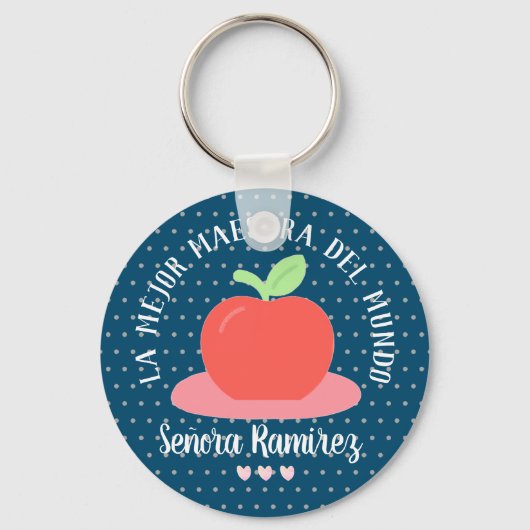 Spaans Maestra Happy Teacher Day Cute Apple Sleutelhanger (Voorkant)