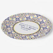 Spaans Marine Geel Tegel Mediterraan bruiloft V1 Papieren Bordje (Gekanteld)