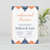 Spaans Marine & Oranje repetitie Diner Uitnodiging (Staand voorkant)