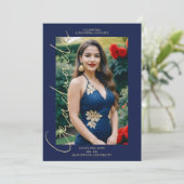 Spaans Marine Trendy Fotoscript Typografie Afstude Kaart (Staand voorkant)